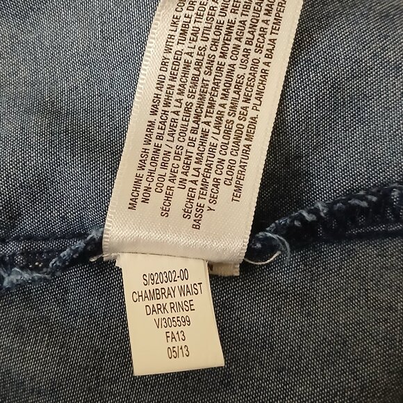 NWT Old Navy Dress Size 4 Fit & Flare Dark Wash Chambray Cap Sleeve Pockets Zip - Picture 11 of 12